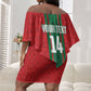 Morocco Football Custom Off Shoulder Short Dress Atlas Lionesses Moroccan Folk Pattern