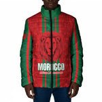 Morocco Football Custom Padded Jacket Atlas Lionesses Moroccan Folk Pattern