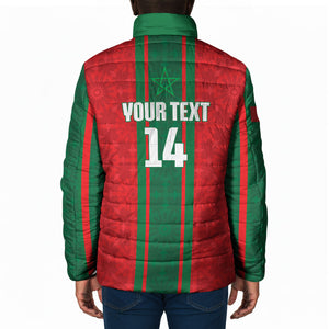 Morocco Football Custom Padded Jacket Atlas Lionesses Moroccan Folk Pattern