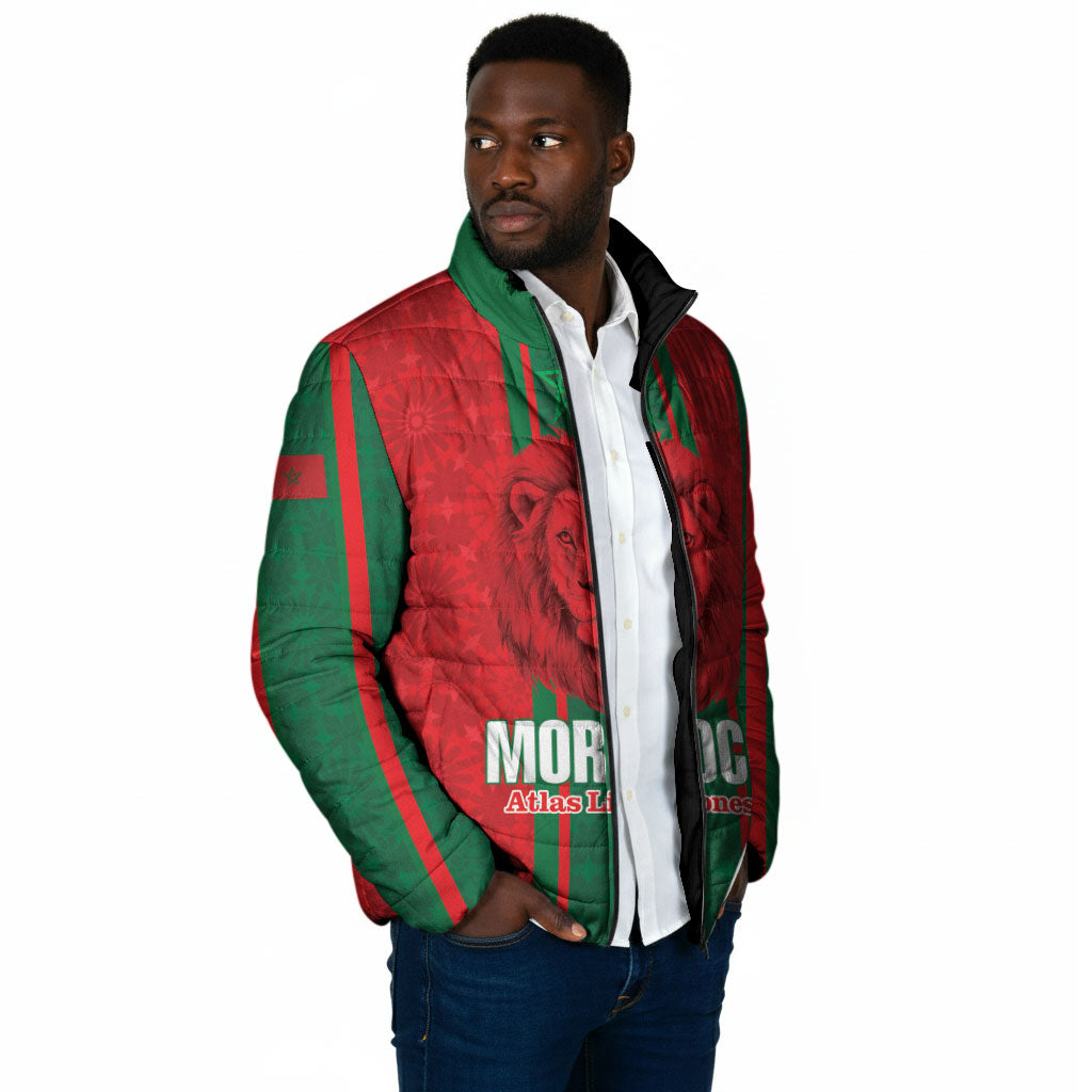 Morocco Football Custom Padded Jacket Atlas Lionesses Moroccan Folk Pattern