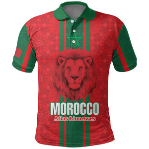 Morocco Football Custom Polo Shirt Atlas Lionesses Moroccan Folk Pattern