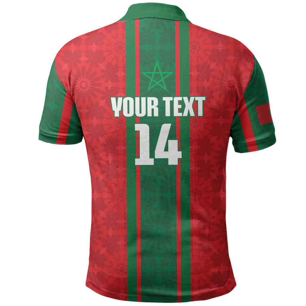 Morocco Football Custom Polo Shirt Atlas Lionesses Moroccan Folk Pattern