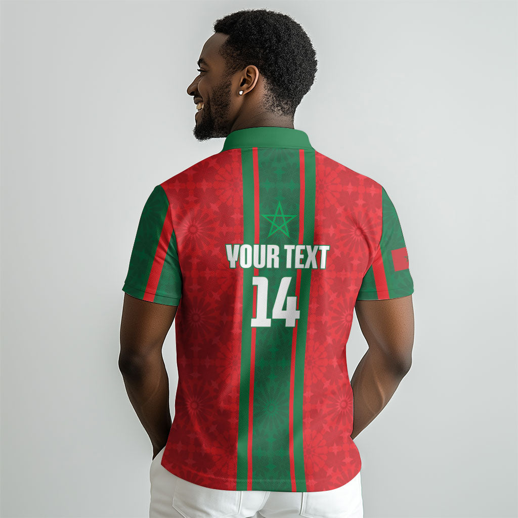 Morocco Football Custom Polo Shirt Atlas Lionesses Moroccan Folk Pattern