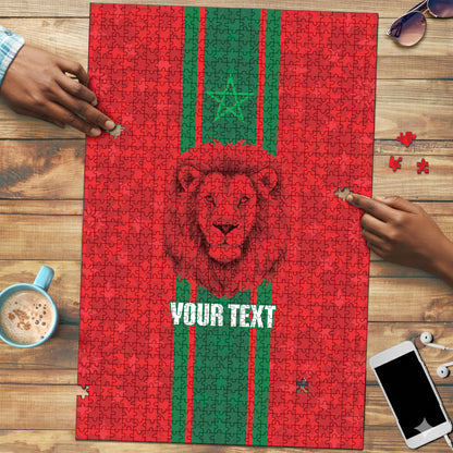 Morocco Football Custom Puzzle Atlas Lionesses Moroccan Folk Pattern