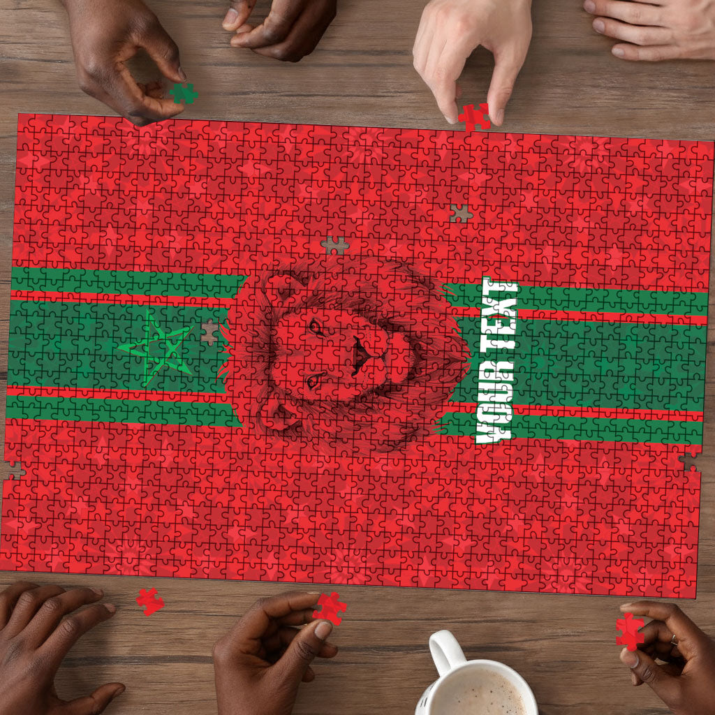 Morocco Football Custom Puzzle Atlas Lionesses Moroccan Folk Pattern