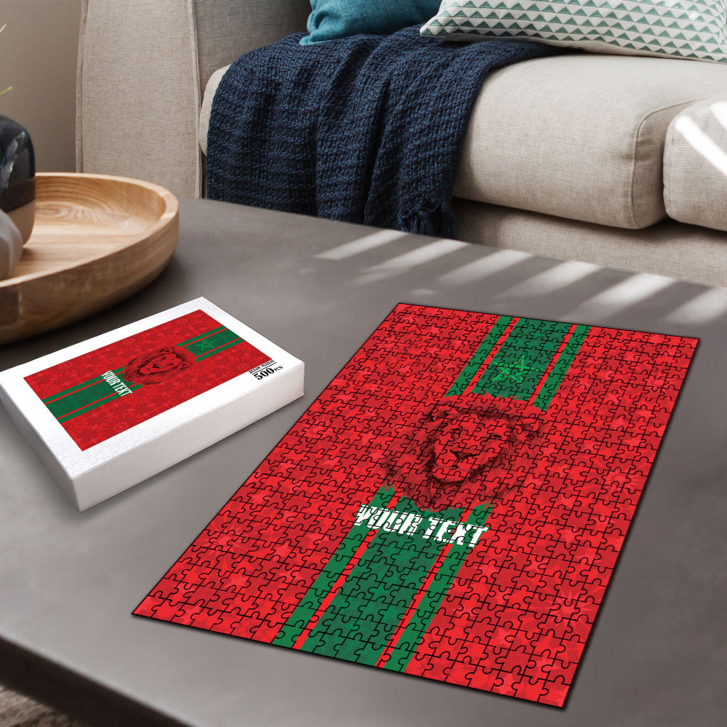Morocco Football Custom Puzzle Atlas Lionesses Moroccan Folk Pattern