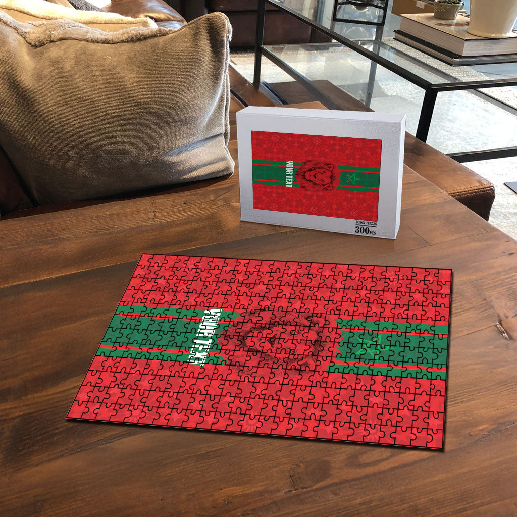 Morocco Football Custom Puzzle Atlas Lionesses Moroccan Folk Pattern