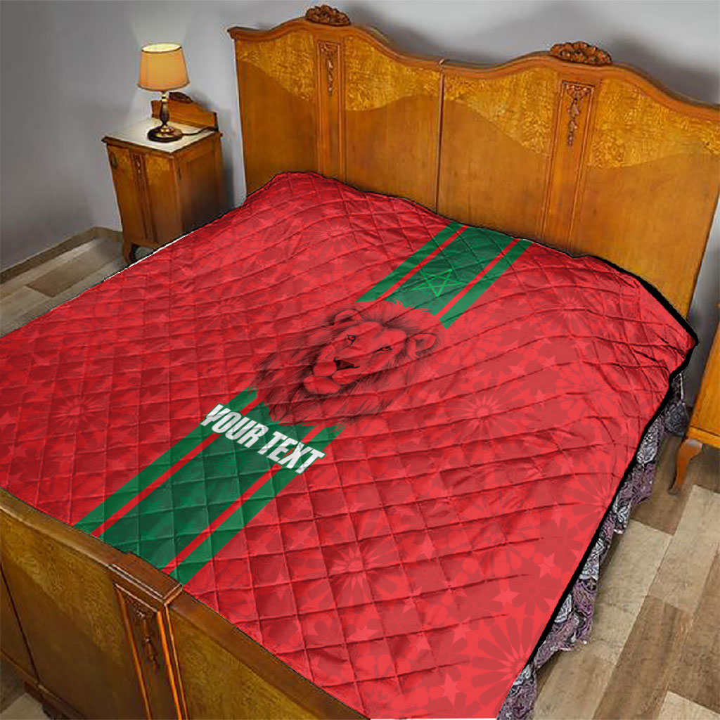 Morocco Football Custom Quilt Atlas Lionesses Moroccan Folk Pattern