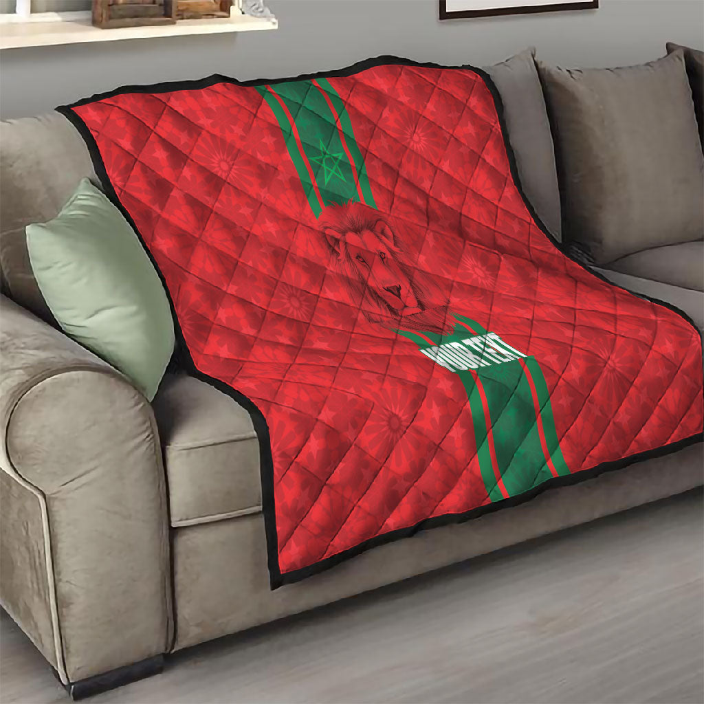 Morocco Football Custom Quilt Atlas Lionesses Moroccan Folk Pattern
