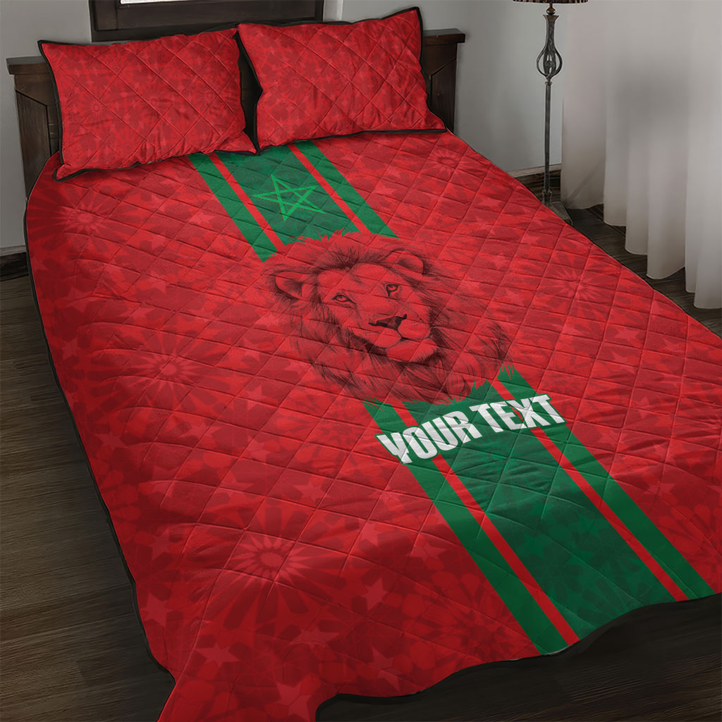 Morocco Football Custom Quilt Bed Set Atlas Lionesses Moroccan Folk Pattern