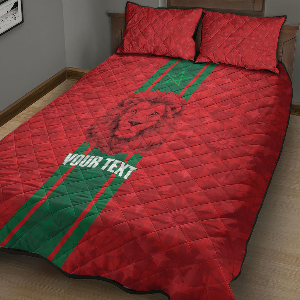Morocco Football Custom Quilt Bed Set Atlas Lionesses Moroccan Folk Pattern