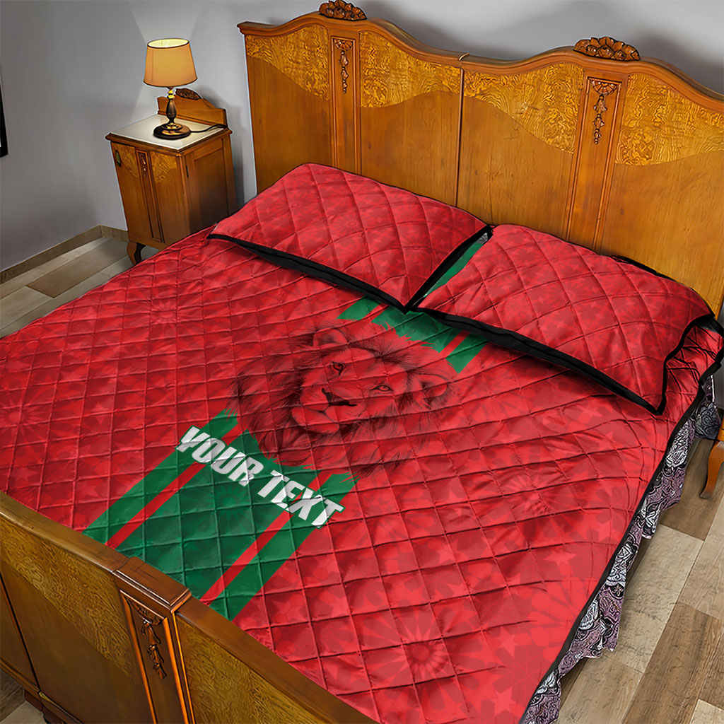 Morocco Football Custom Quilt Bed Set Atlas Lionesses Moroccan Folk Pattern