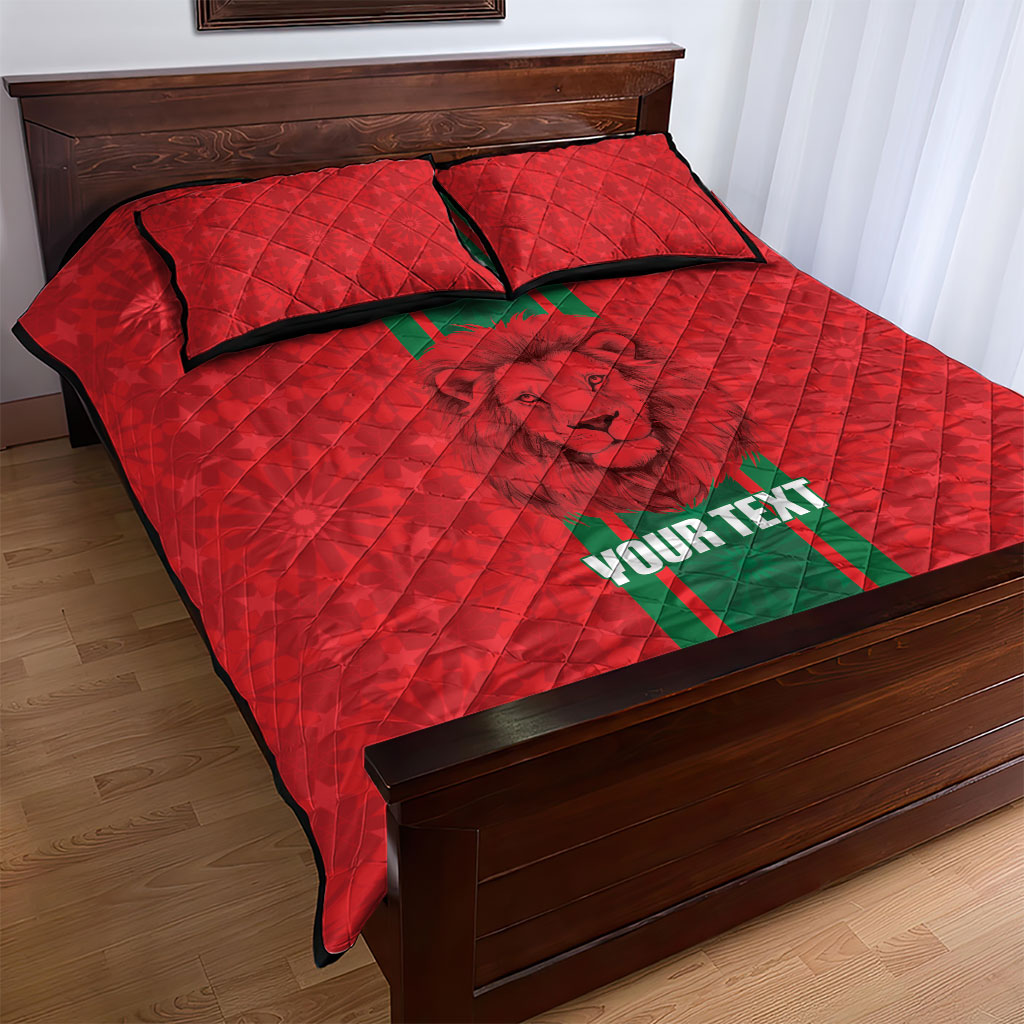 Morocco Football Custom Quilt Bed Set Atlas Lionesses Moroccan Folk Pattern