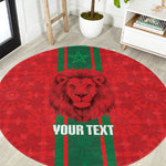 Morocco Football Custom Round Carpet Atlas Lionesses Moroccan Folk Pattern