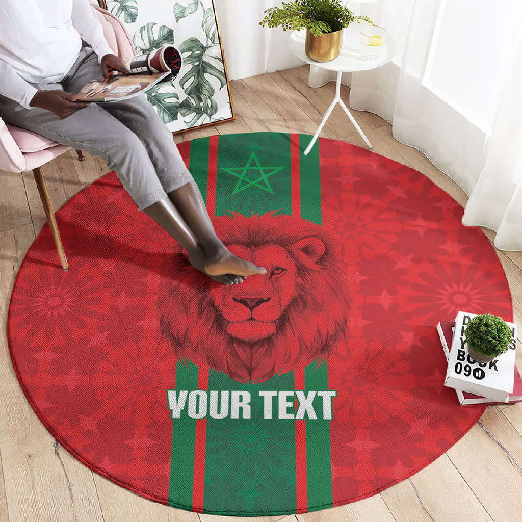 Morocco Football Custom Round Carpet Atlas Lionesses Moroccan Folk Pattern