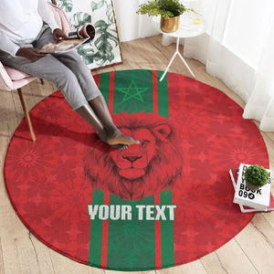 Morocco Football Custom Round Carpet Atlas Lionesses Moroccan Folk Pattern