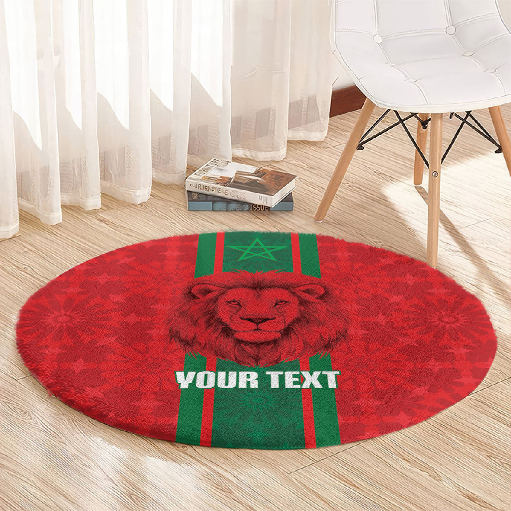 Morocco Football Custom Round Carpet Atlas Lionesses Moroccan Folk Pattern