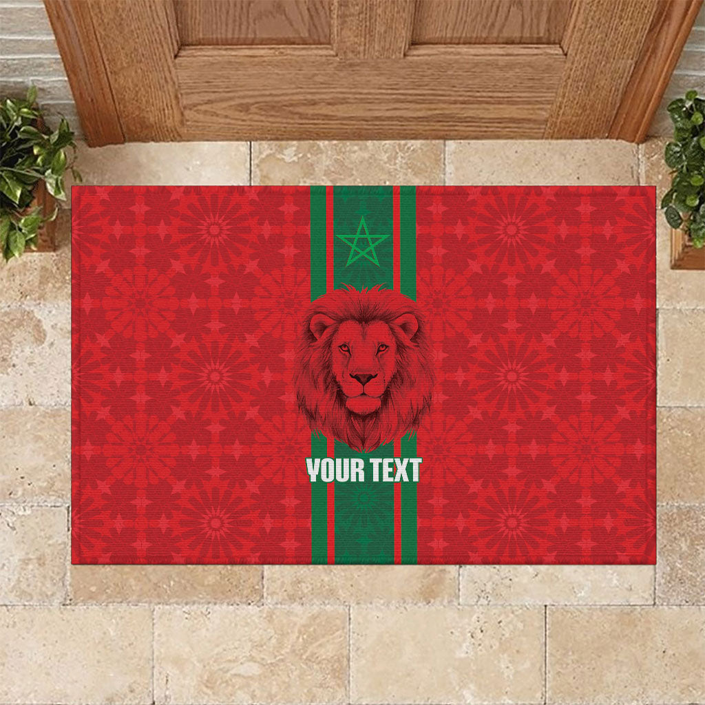 Morocco Football Custom Rubber Doormat Atlas Lionesses Moroccan Folk Pattern