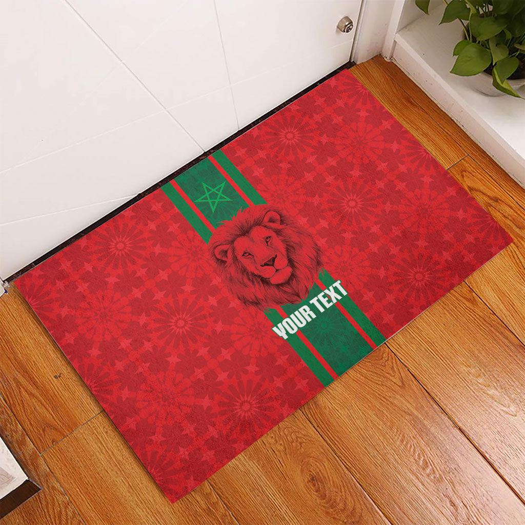 Morocco Football Custom Rubber Doormat Atlas Lionesses Moroccan Folk Pattern