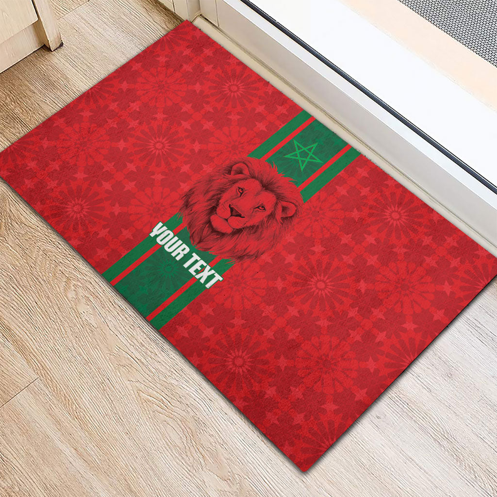 Morocco Football Custom Rubber Doormat Atlas Lionesses Moroccan Folk Pattern
