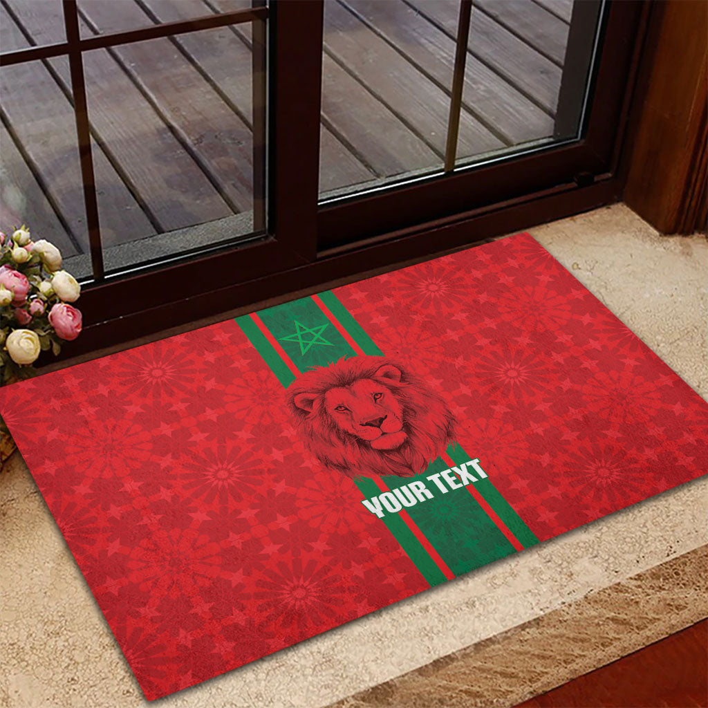 Morocco Football Custom Rubber Doormat Atlas Lionesses Moroccan Folk Pattern