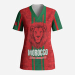 Morocco Football Custom Scrub Top Atlas Lionesses Moroccan Folk Pattern