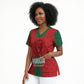 Morocco Football Custom Scrub Top Atlas Lionesses Moroccan Folk Pattern