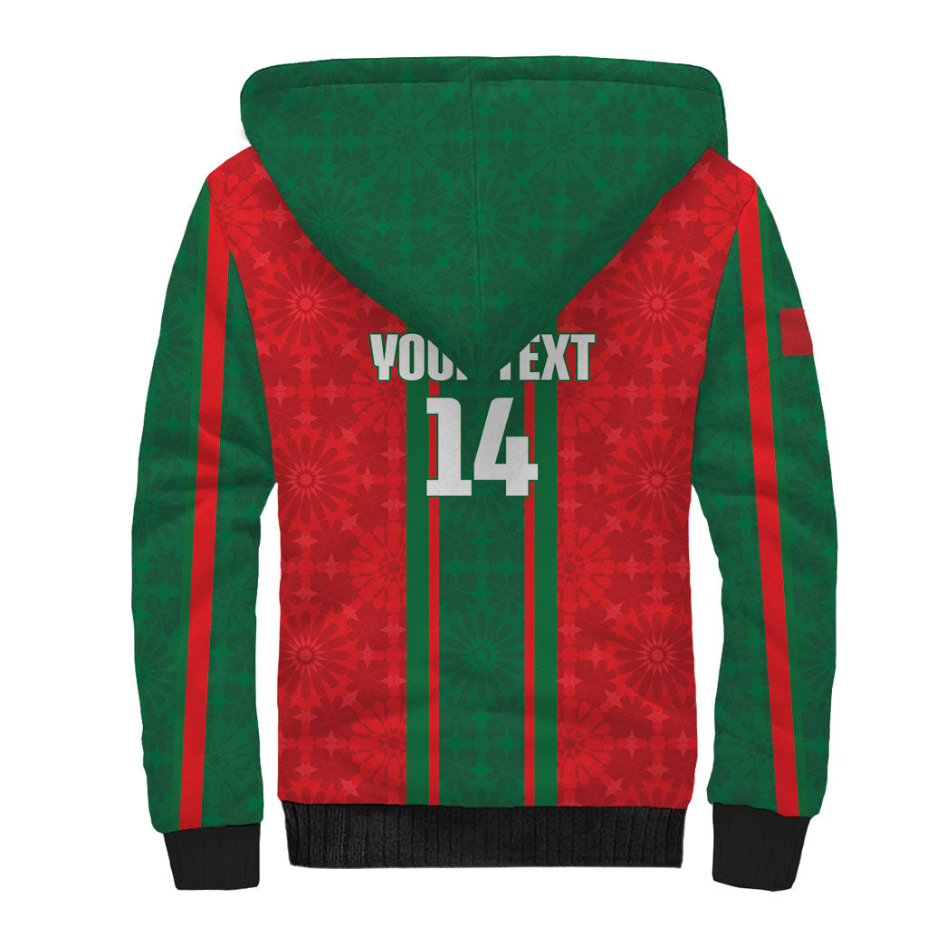Morocco Football Custom Sherpa Hoodie Atlas Lionesses Moroccan Folk Pattern