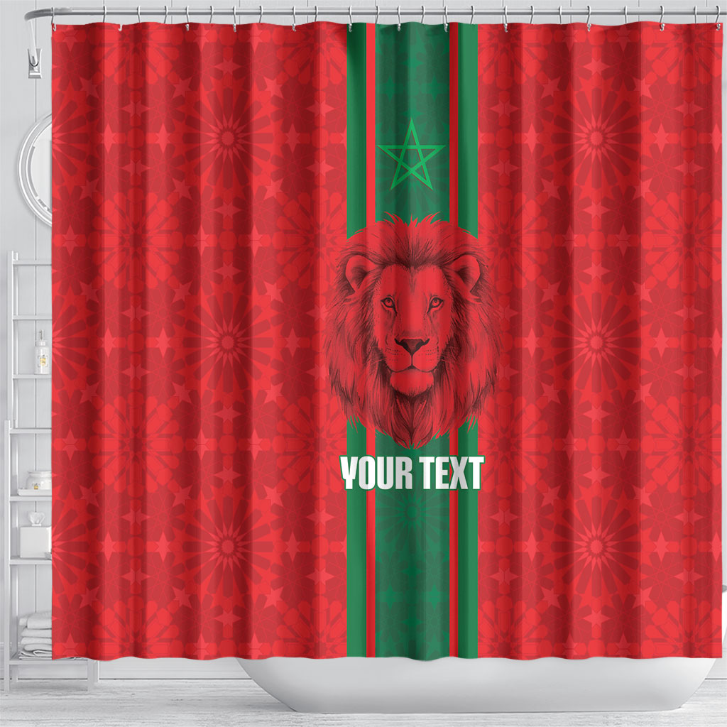 Morocco Football Custom Shower Curtain Atlas Lionesses Moroccan Folk Pattern