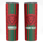 Morocco Football Custom Skinny Tumbler Atlas Lionesses Moroccan Folk Pattern