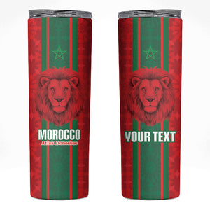 Morocco Football Custom Skinny Tumbler Atlas Lionesses Moroccan Folk Pattern
