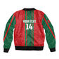 Morocco Football Custom Sleeve Zip Bomber Jacket Atlas Lionesses Moroccan Folk Pattern