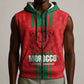 Morocco Football Custom Sleeveless Zip Hoodie Atlas Lionesses Moroccan Folk Pattern