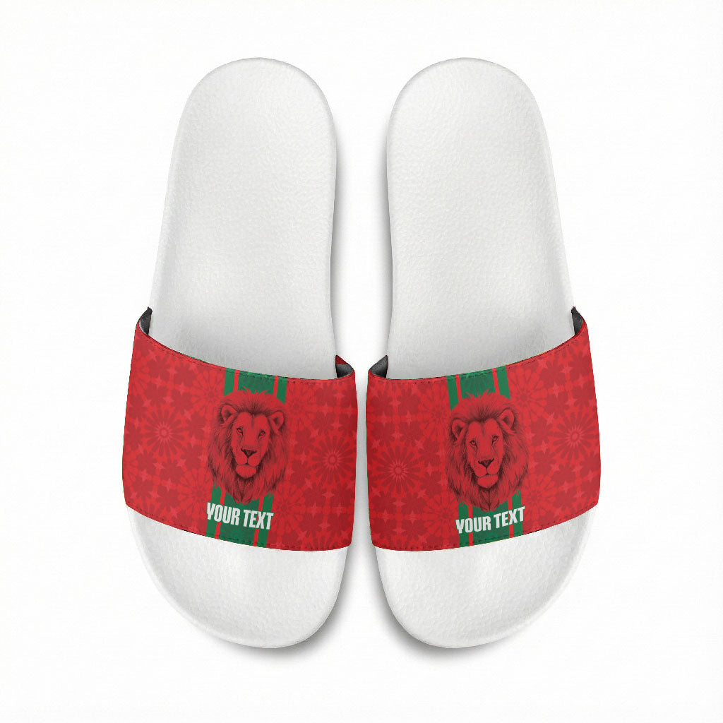 Morocco Football Custom Slide Sandals Atlas Lionesses Moroccan Folk Pattern