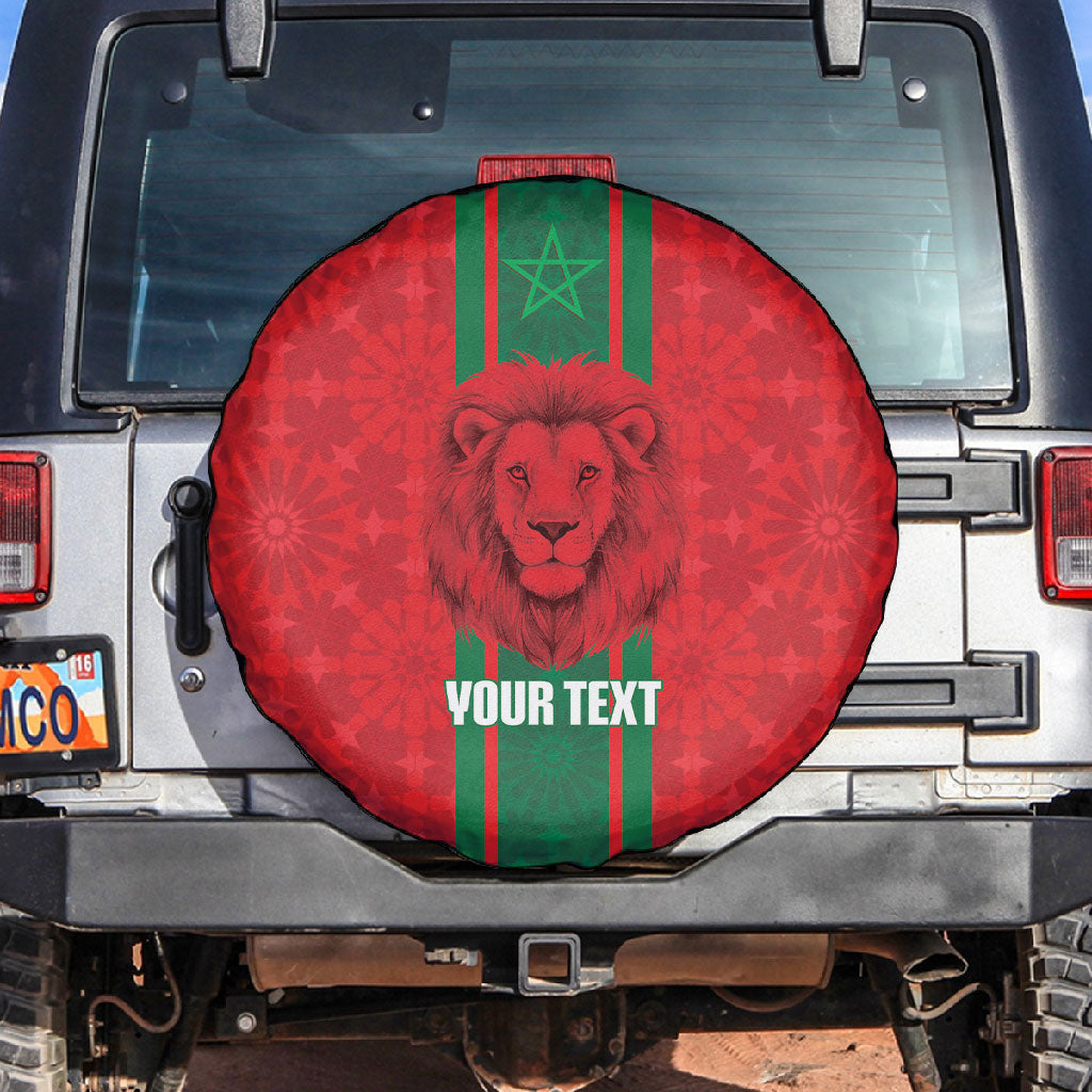 Morocco Football Custom Spare Tire Cover Atlas Lionesses Moroccan Folk Pattern