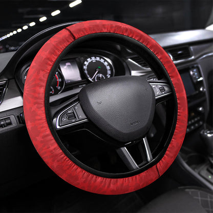 Morocco Football Steering Wheel Cover Atlas Lionesses Moroccan Folk Pattern