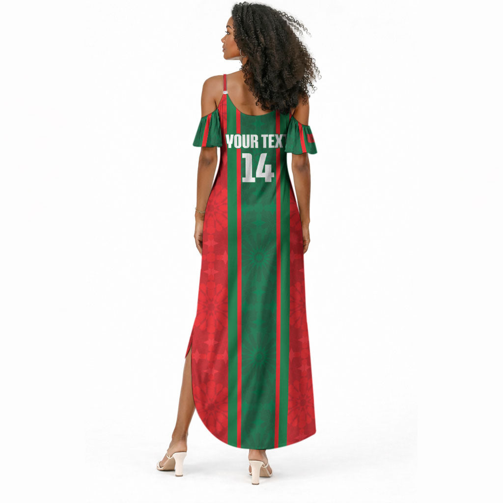 Morocco Football Custom Summer Maxi Dress Atlas Lionesses Moroccan Folk Pattern