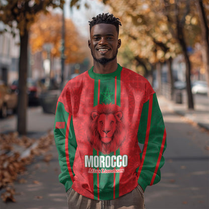Morocco Football Custom Sweatshirt Atlas Lionesses Moroccan Folk Pattern
