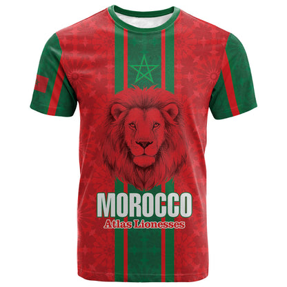 Morocco Football Custom T shirt Atlas Lionesses Moroccan Folk Pattern
