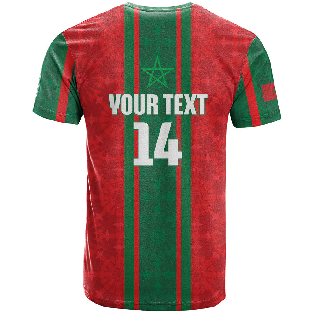 Morocco Football Custom T shirt Atlas Lionesses Moroccan Folk Pattern
