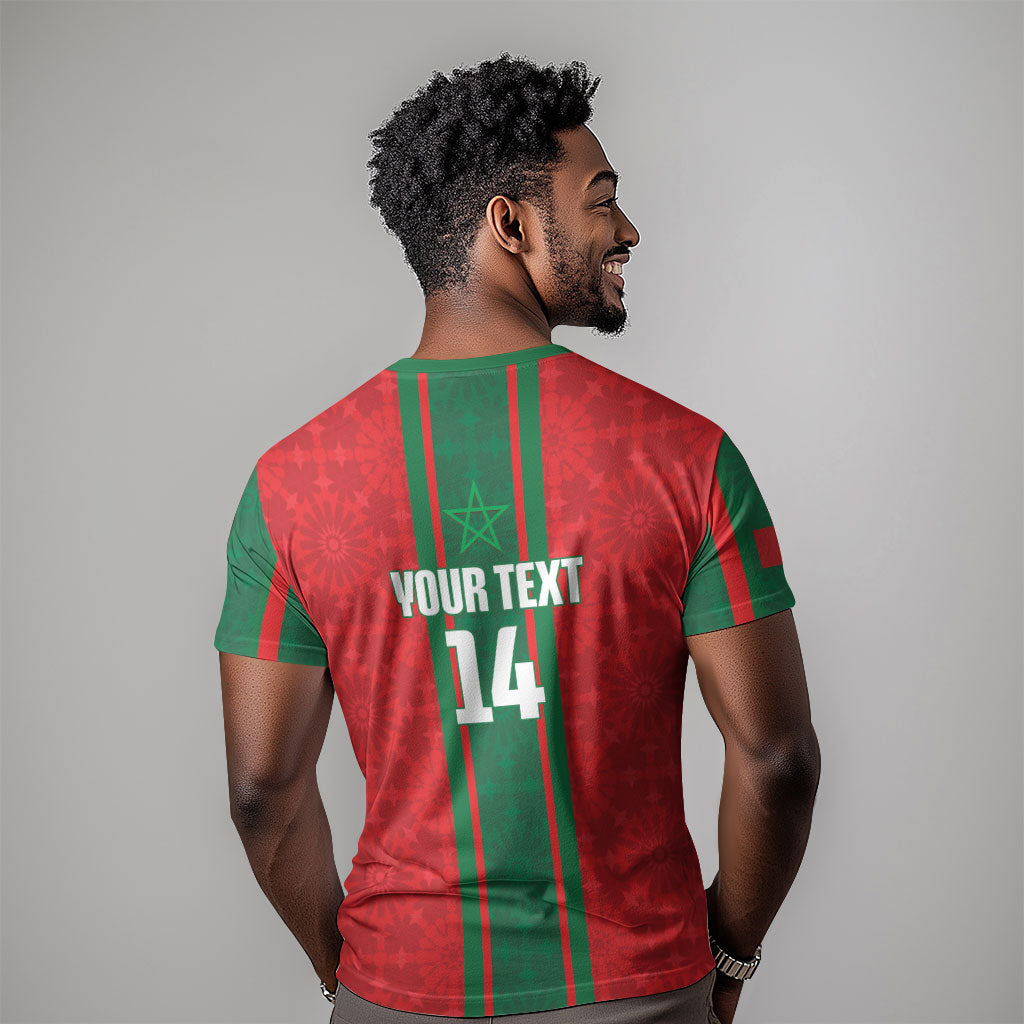 Morocco Football Custom T shirt Atlas Lionesses Moroccan Folk Pattern
