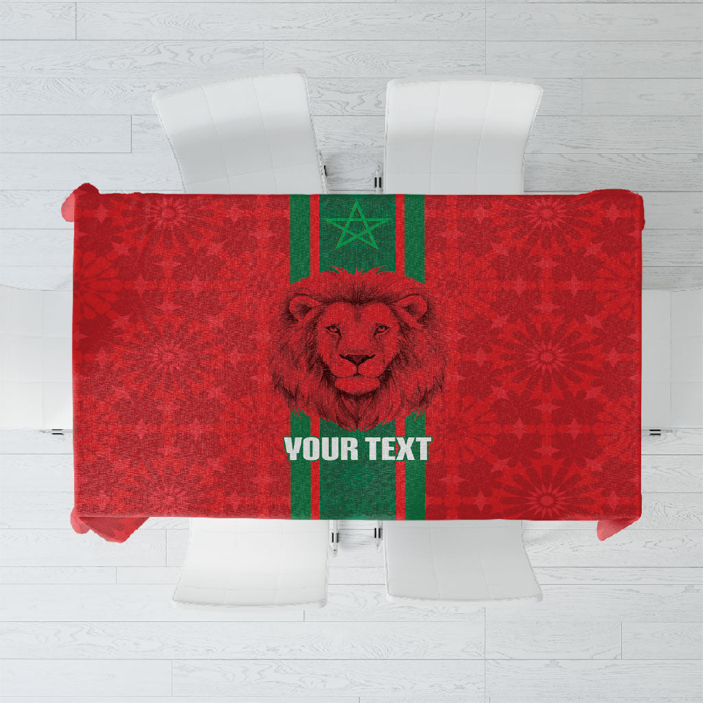 Morocco Football Custom Tablecloth Atlas Lionesses Moroccan Folk Pattern