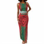 Morocco Football Custom Tank Maxi Dress Atlas Lionesses Moroccan Folk Pattern