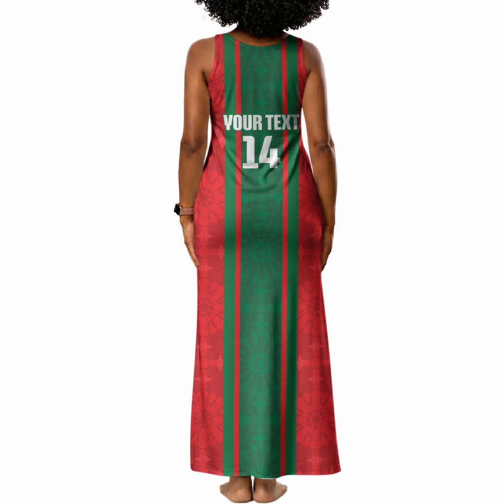 Morocco Football Custom Tank Maxi Dress Atlas Lionesses Moroccan Folk Pattern