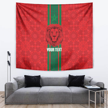 Morocco Football Custom Tapestry Atlas Lionesses Moroccan Folk Pattern