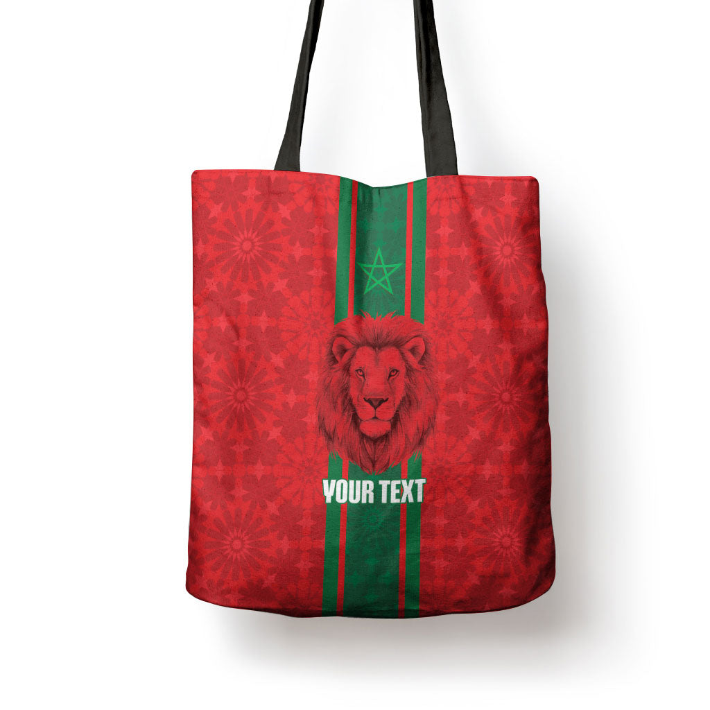 Morocco Football Custom Tote Bag Atlas Lionesses Moroccan Folk Pattern