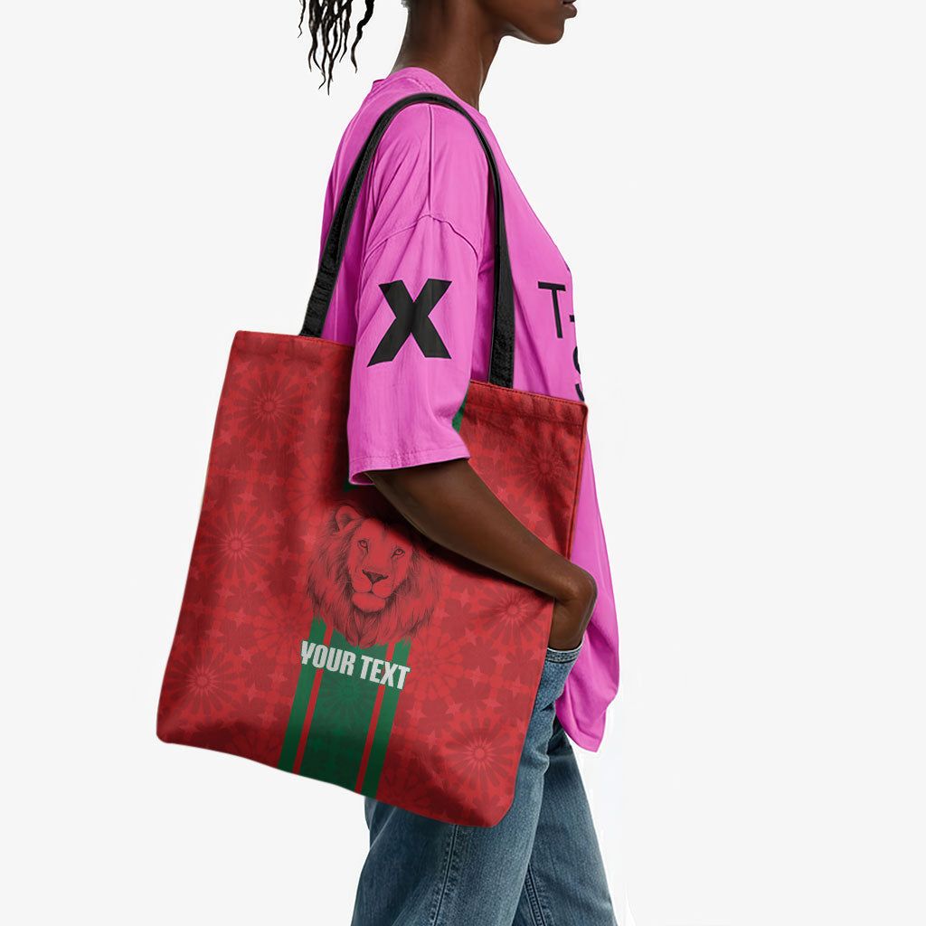 Morocco Football Custom Tote Bag Atlas Lionesses Moroccan Folk Pattern