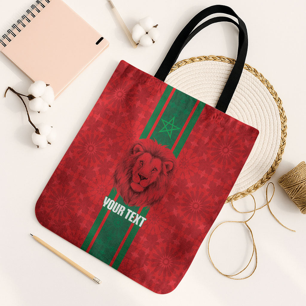 Morocco Football Custom Tote Bag Atlas Lionesses Moroccan Folk Pattern