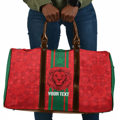 Morocco Football Custom Travel Bag Atlas Lionesses Moroccan Folk Pattern