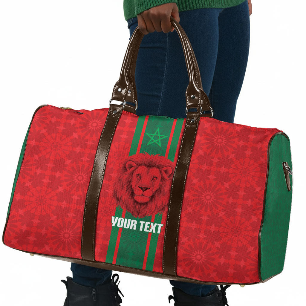 Morocco Football Custom Travel Bag Atlas Lionesses Moroccan Folk Pattern